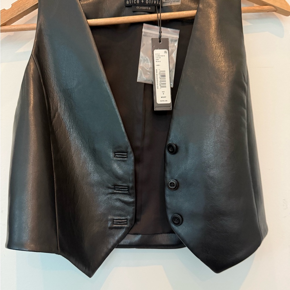 Alice + Olivia Black Leather Vest Top